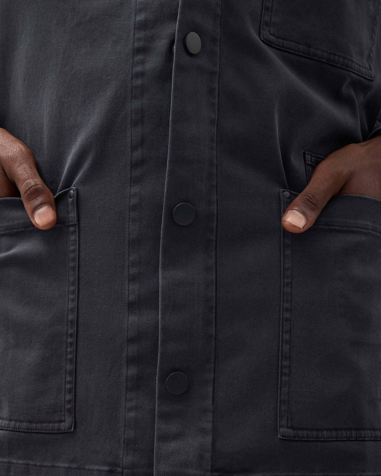 Mens Lightweight Chore Coat - Stretch Cotton Twill - Black