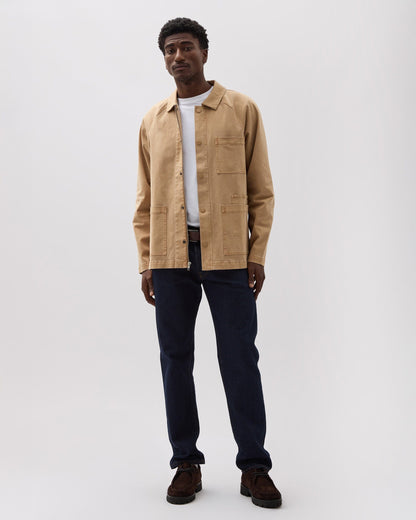 Mens Lightweight Chore Coat - Stretch Cotton Twill - Khaki