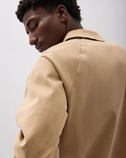 Mens Lightweight Chore Coat - Stretch Cotton Twill - Khaki