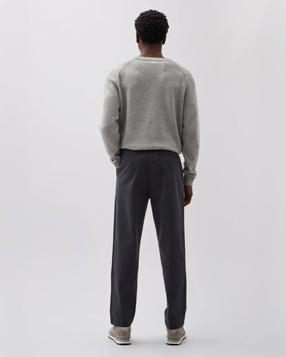 Mens Pleated Lightweight Chino - Stretch Cotton Twill - Black