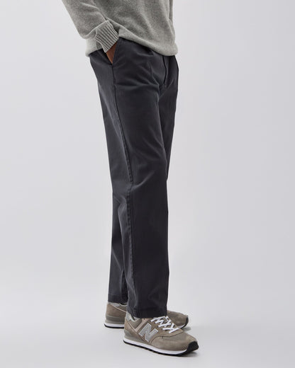 Mens Pleated Lightweight Chino - Stretch Cotton Twill - Black