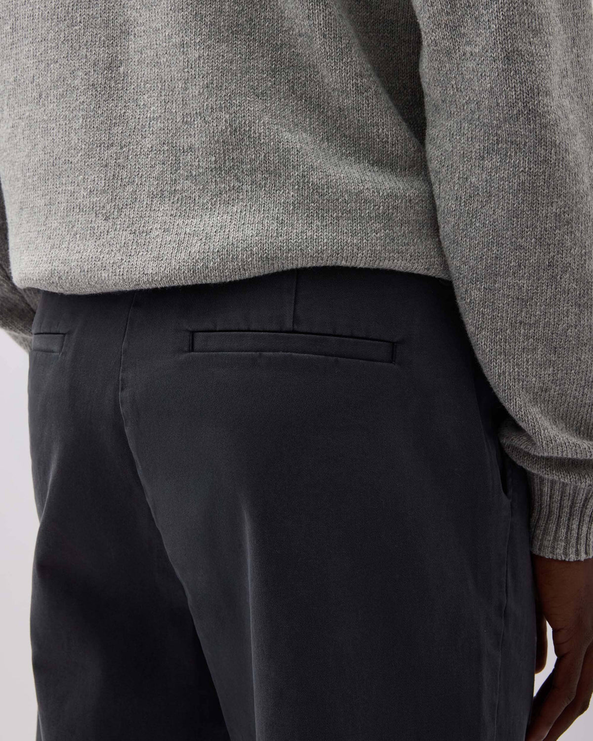 Mens Pleated Lightweight Chino - Stretch Cotton Twill - Black