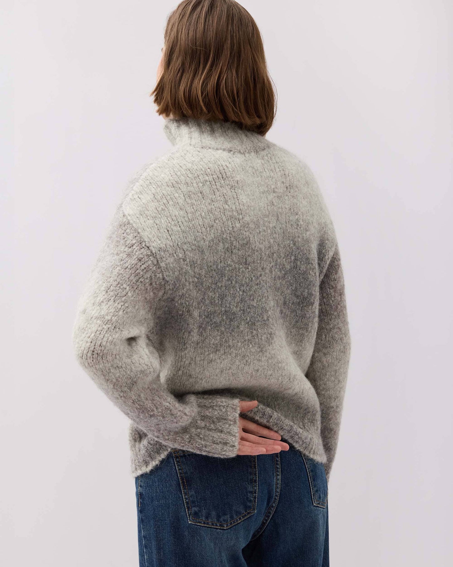 Womens Memory Sweater - Alpaca Sweater Knit - Grey Degrade