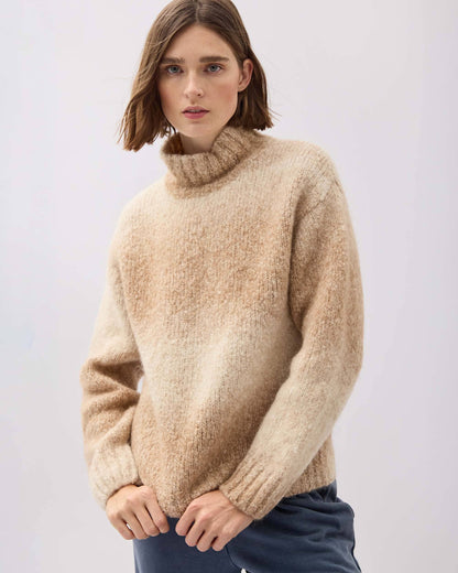 Womens Memory Sweater - Alpaca Sweater Knit - Oatmeal Degrade