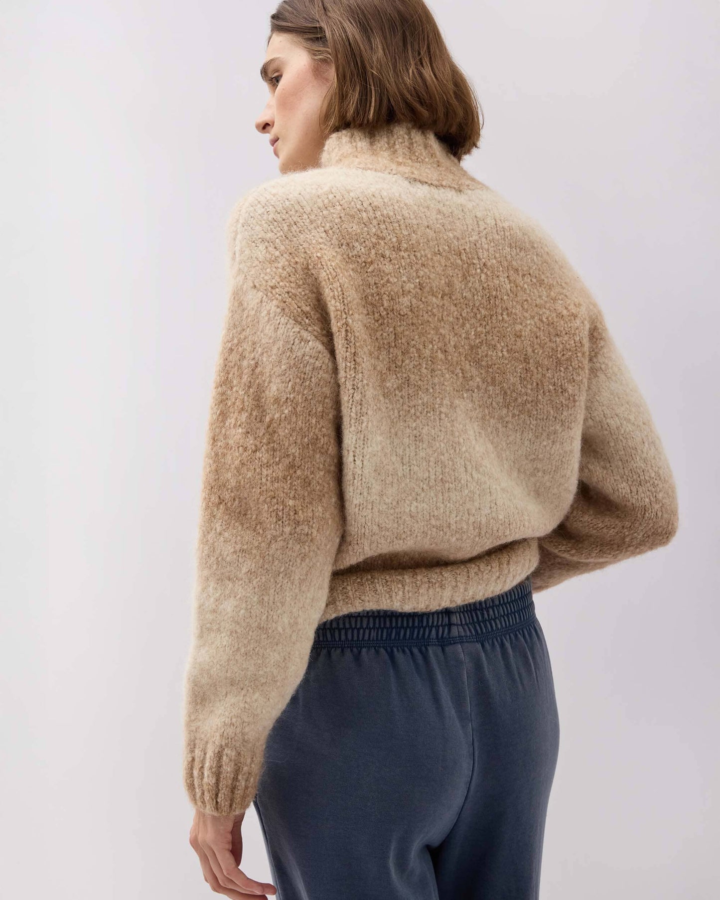 Womens Memory Sweater - Alpaca Sweater Knit - Oatmeal Degrade