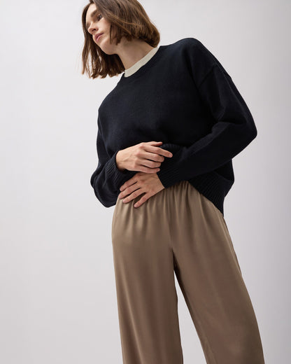 Womens Silk Satin Pant - Silk Satin - Warm Grey