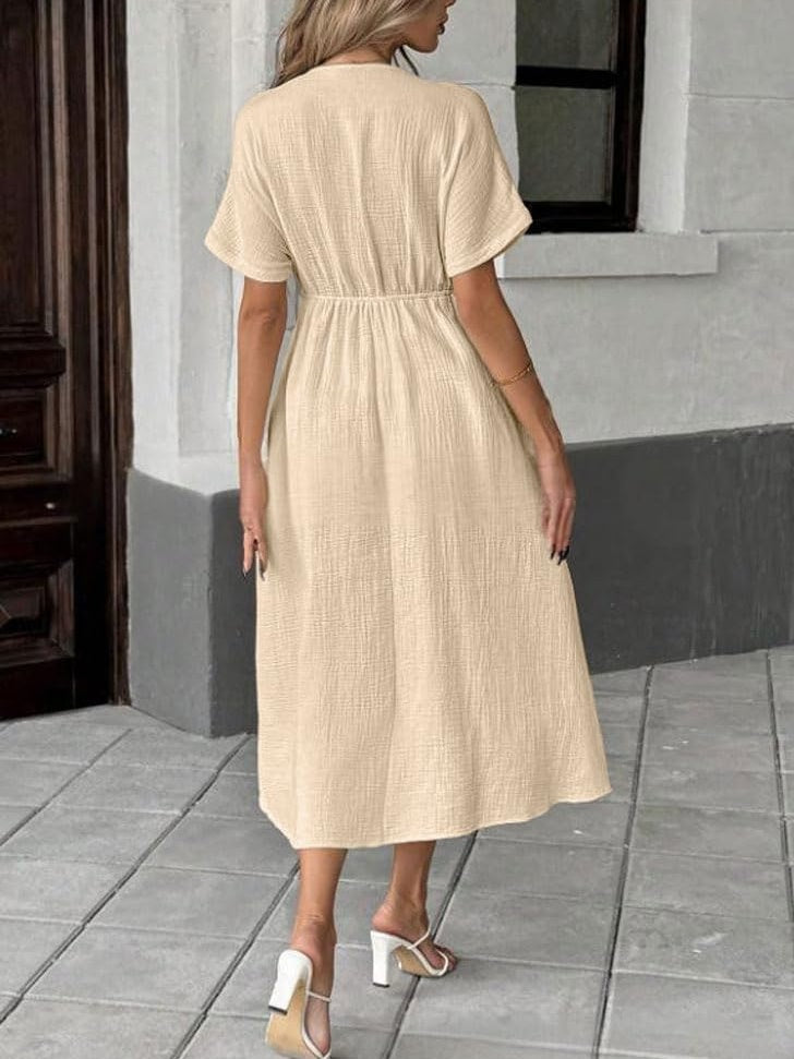 Women's Summer Solid Color V-Neck Dress