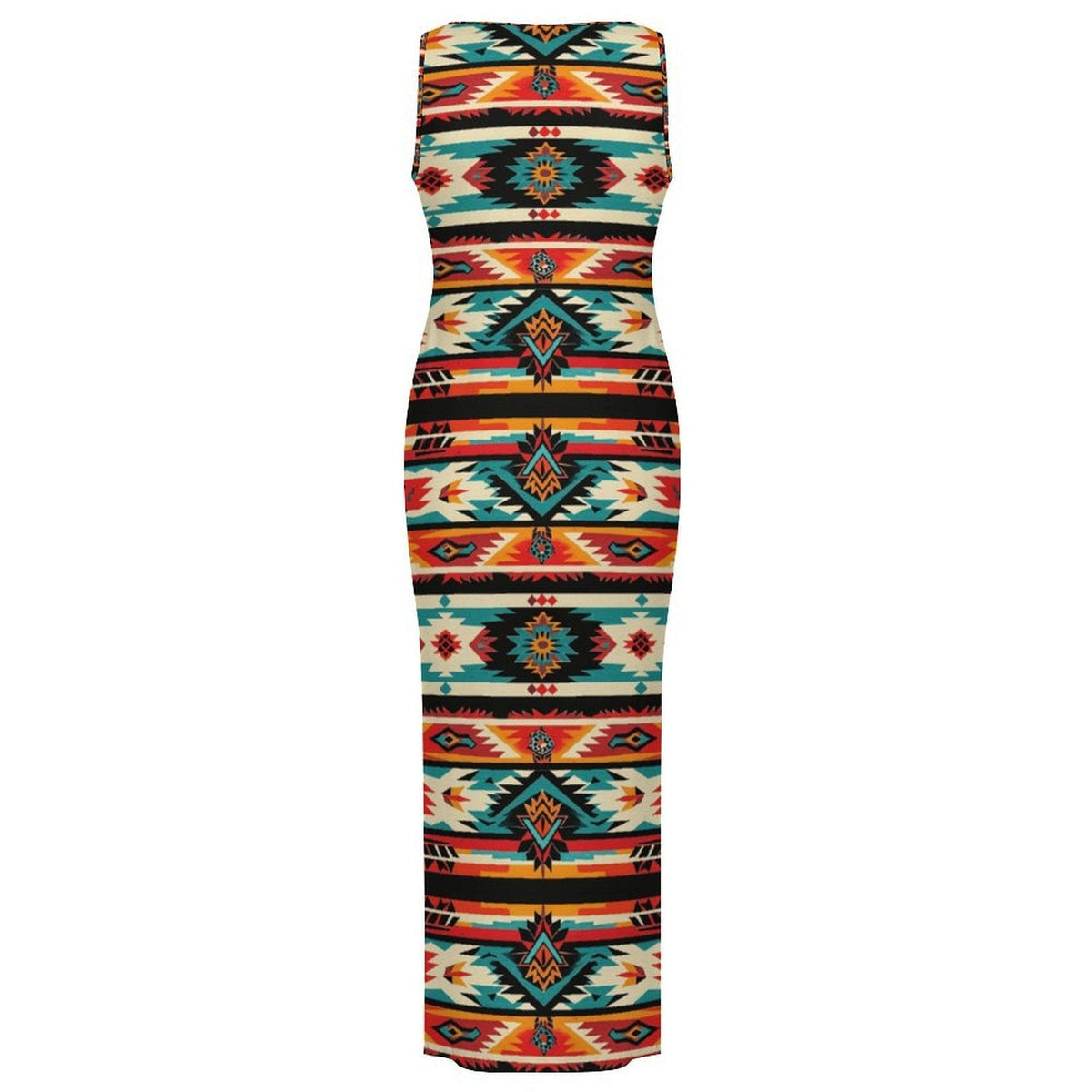 Baha Ranch Santa Fe Sleeveless Bodycon Side Slit Western Maxi Long Dress