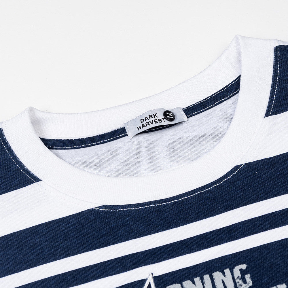 Contrast striped round neck t-shirt
