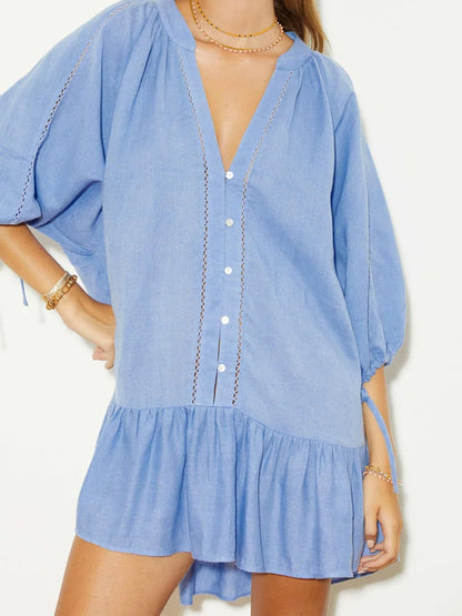 Women's Casual Babydoll Puff Sleeve Dress