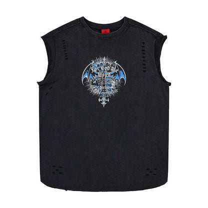 Cross made old dirty wide shoulder vest