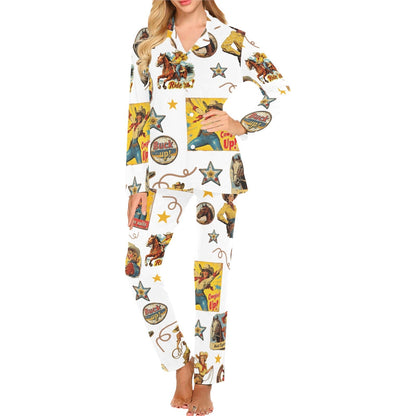 Baha Ranch Vintage Cowgirl Collage Western Pajama Set