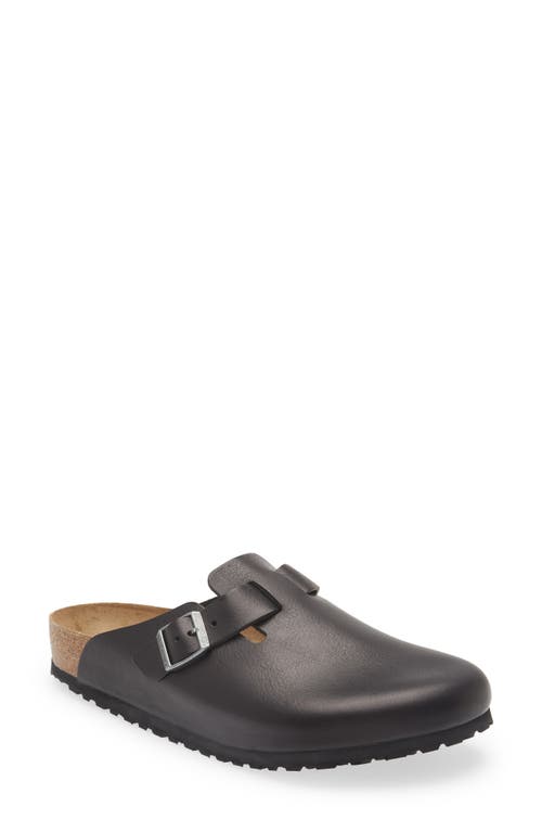 Birkenstock Unisex Boston Grip Leather Vintage Wood Black