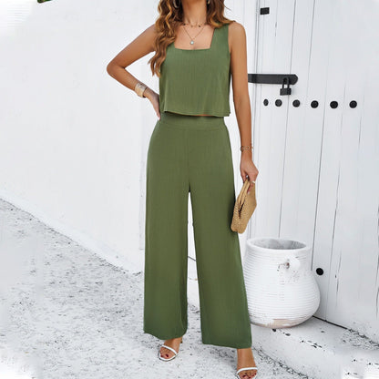 European and American Women’s Spring and Summer Casual Temperament Sleeveless Vest Set