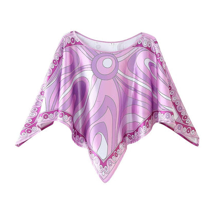 Positioning printed polyester top+skirt set