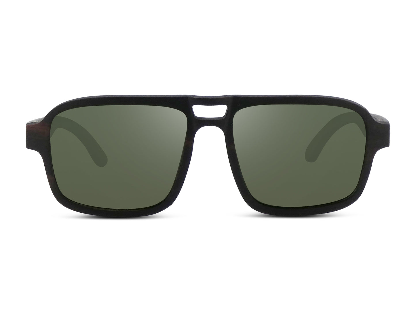 Flyer | Black w/ Green | Wooden Sunglasses