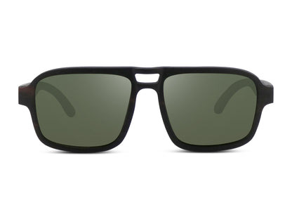 Flyer | Black w/ Green | Wooden Sunglasses