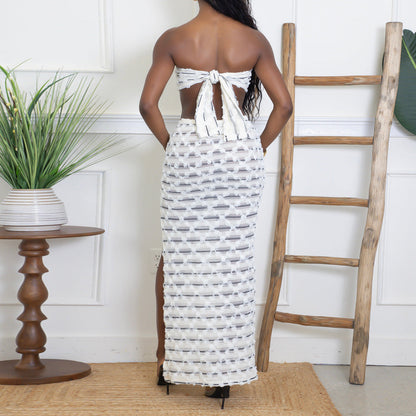 Open navel strap three-dimensional decorative skirt set for women