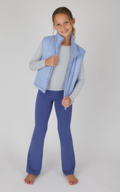 90 Degree by Reflex Girls Quilted Vest & Super Soft Top & Flare Legging Set