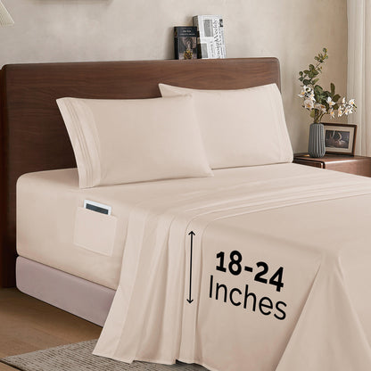 Elegant Comfort Extra deep 18-24 Inch Pocket 3 Line Embroidery, 4-Piece Sheet Set, Bright Shades