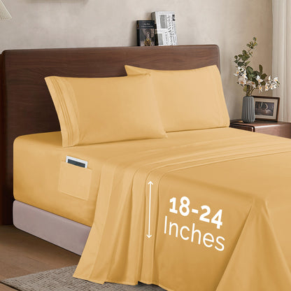 Elegant Comfort Extra deep 18-24 Inch Pocket 3 Line Embroidery, 4-Piece Sheet Set, Bright Shades