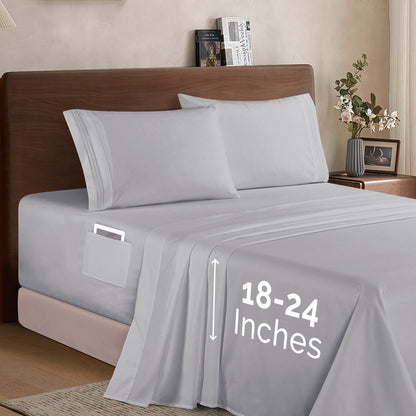 Elegant Comfort Extra deep 18-24 Inch Pocket 3 Line Embroidery, 4-Piece Sheet Set, Bright Shades