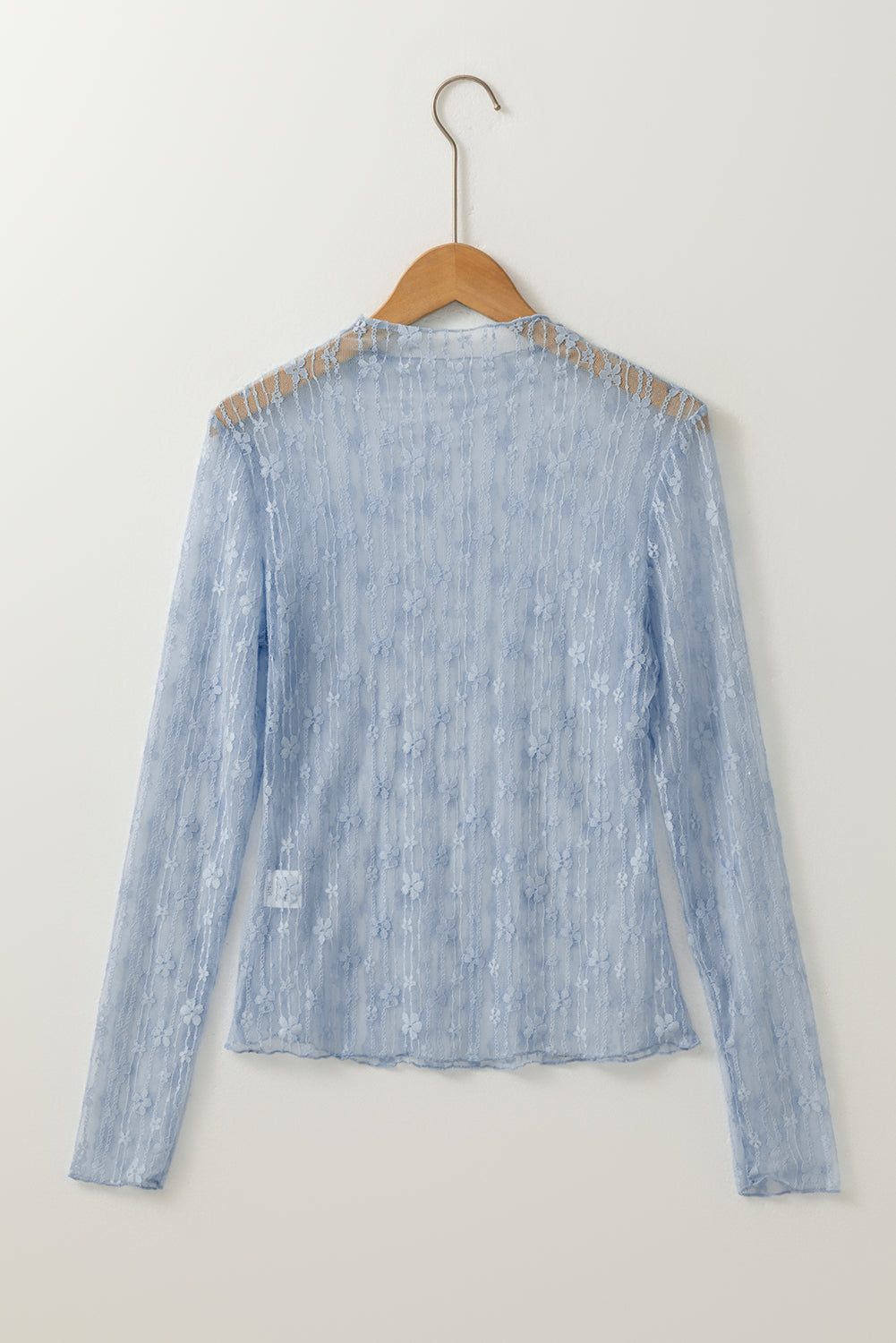 Claire Floral Lace Long Sleeve Slim Fit Top - Blue