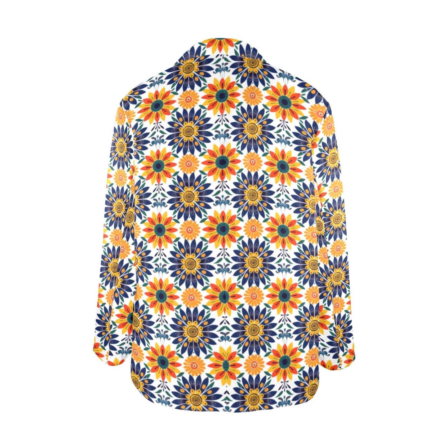 Baha Ranch Colores de Mexico Blue Yellow Mexican Floral Blazer