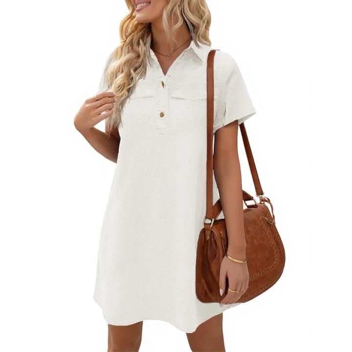 Women's Short Sleeve Denim Shirt Dress