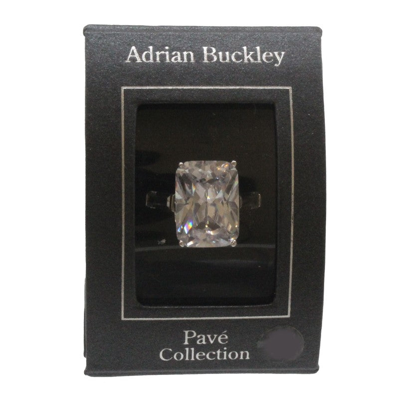 Adrian Buckley Pave Collection Silver Square Crystal Ring CZR350S (S)