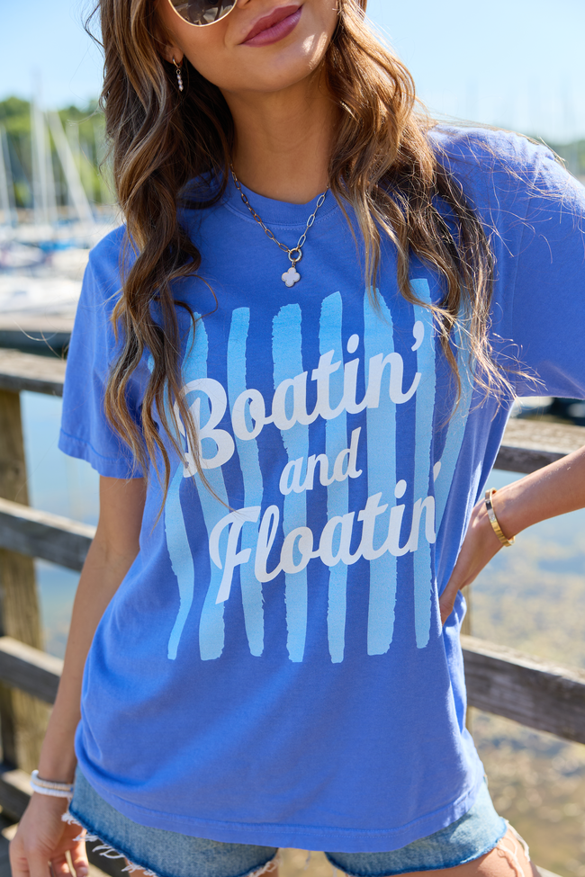 Boatin' And Floatin' Blue Graphic Tee