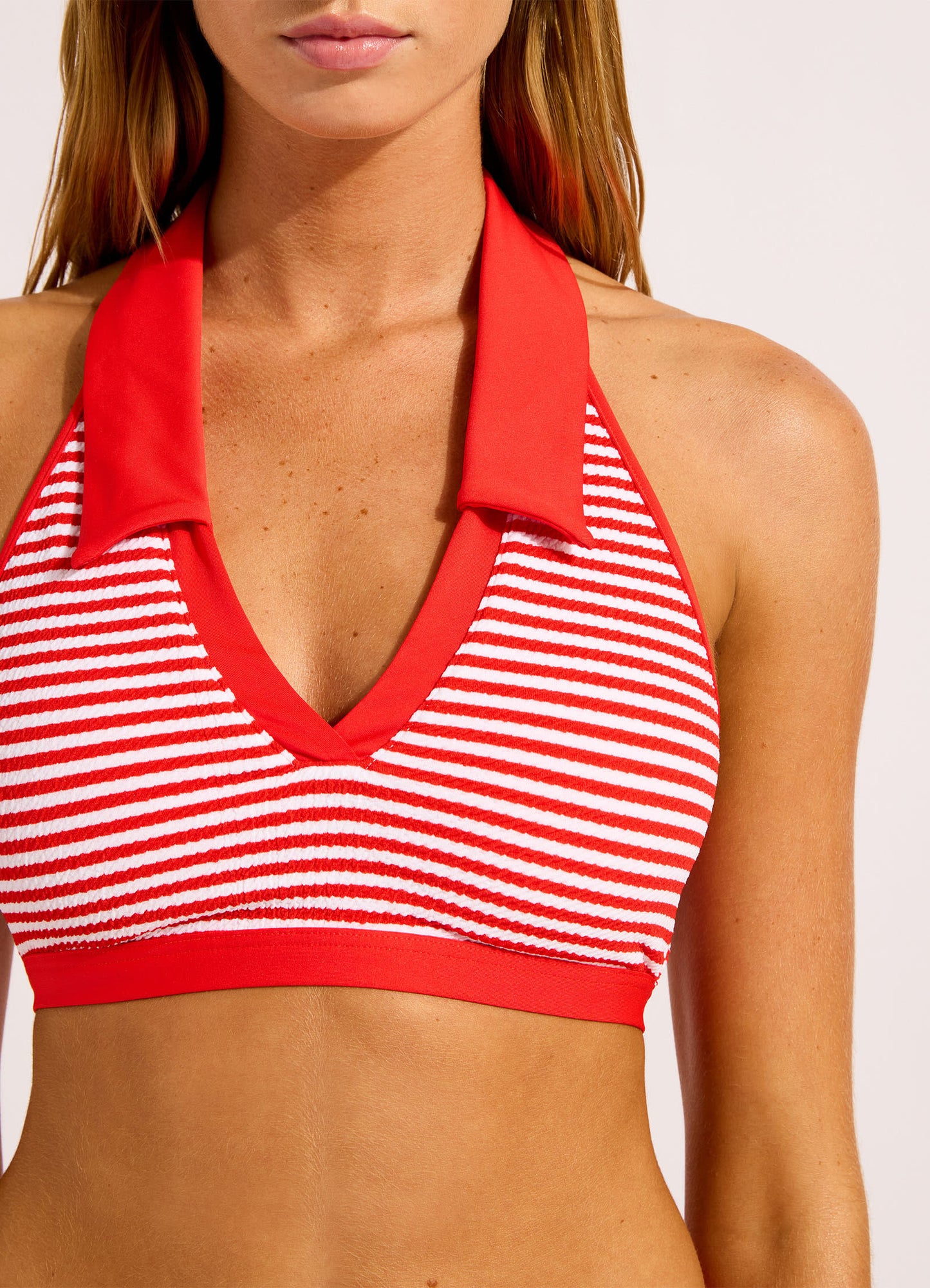 Clubhouse Halter Top With Collar Bikini Top