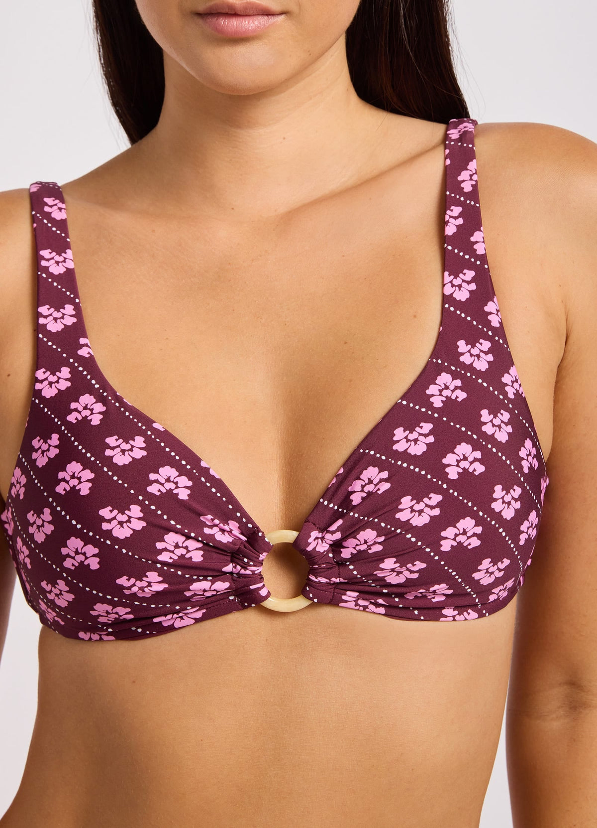 Batik Bloom Multifit Ring Front Tank Bikini Top