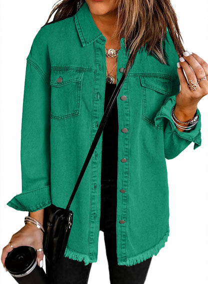 ✨Women's Casual Denim Button Down Distressed Jacket(Buy 2 10% OFF)