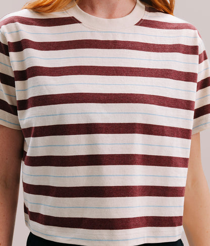 Womens Recycled Stripe Tee - Recycled Jersey - Red Stripe