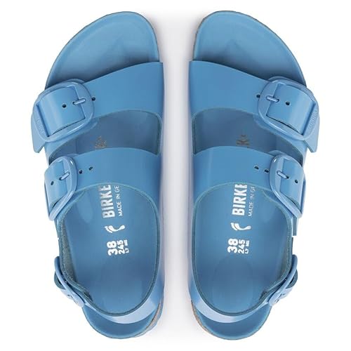 Birkenstock Unisex Milano Big Buckle Natural Leather Patent High Shine Sky Blue