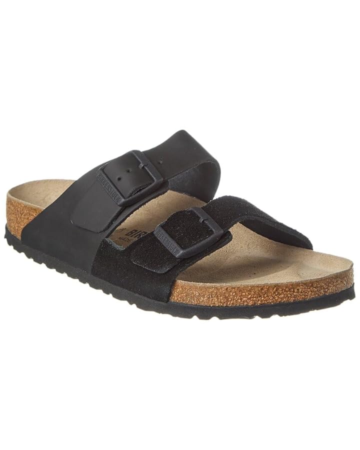 Birkenstock Arizona Split Natural Leather/Suede Black Sandals