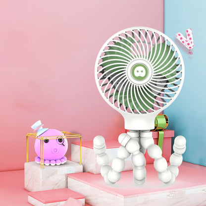 Mini Portable Hanging Octopus Shape Stand Adjustable Handheld USB Charging Fan Cooler
