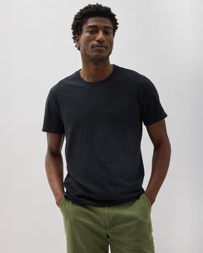 Mens Vintage Jersey Short Sleeve Tee - Recycled Cotton Jersey - Black