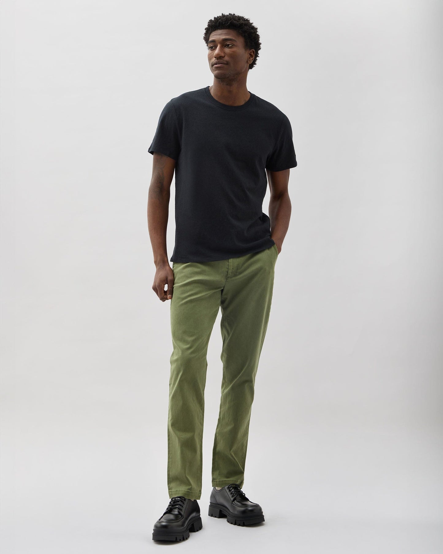 Mens Vintage Jersey Short Sleeve Tee - Recycled Cotton Jersey - Black