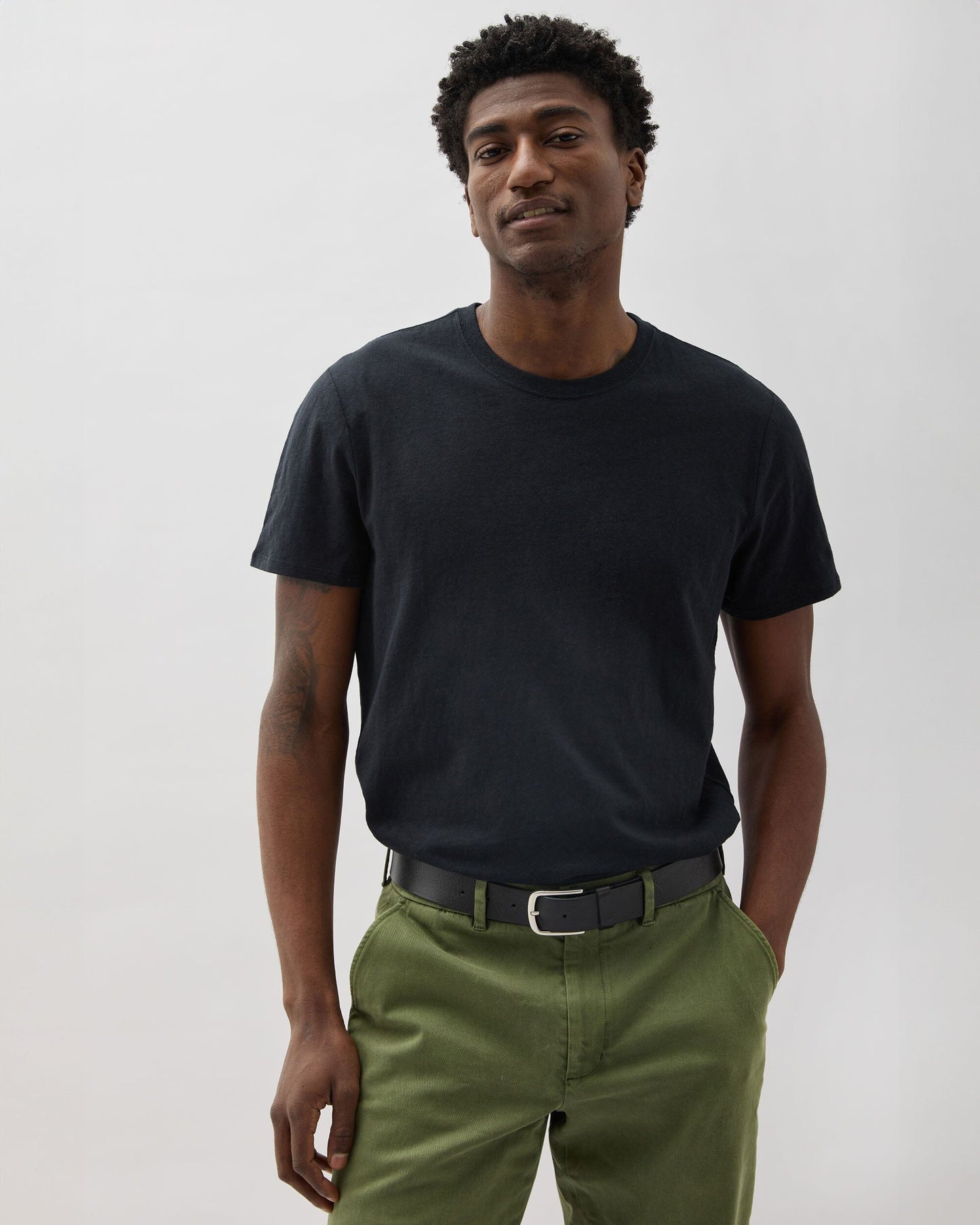 Mens Vintage Jersey Short Sleeve Tee - Recycled Cotton Jersey - Black