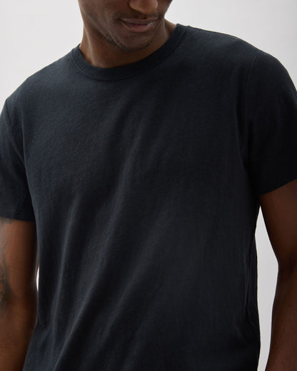 Mens Vintage Jersey Short Sleeve Tee - Recycled Cotton Jersey - Black
