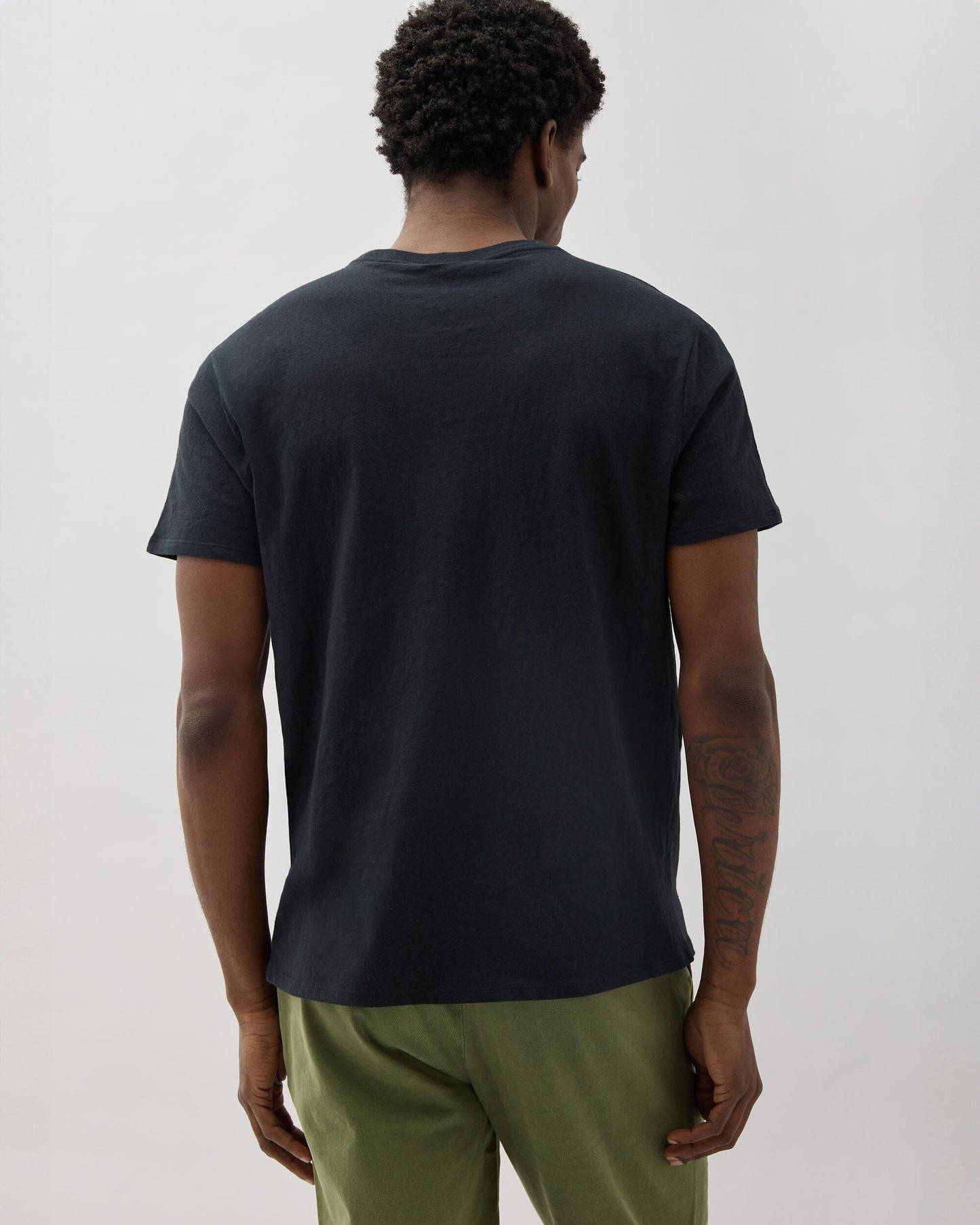 Mens Vintage Jersey Short Sleeve Tee - Recycled Cotton Jersey - Black