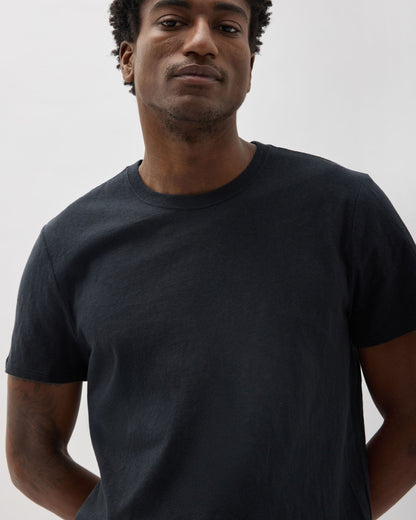 Mens Vintage Jersey Short Sleeve Tee - Recycled Cotton Jersey - Black