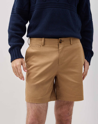 Mens Stretch Twill Short - Stretch Cotton Twill - Khaki