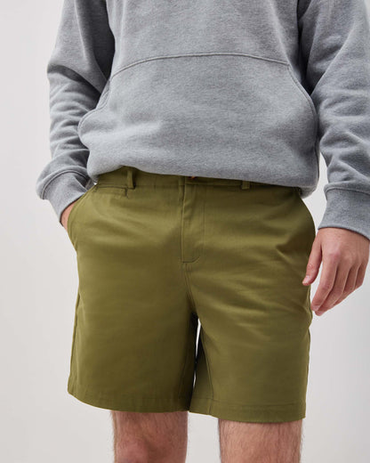 Mens Stretch Twill Short - Stretch Cotton Twill - Olive Army