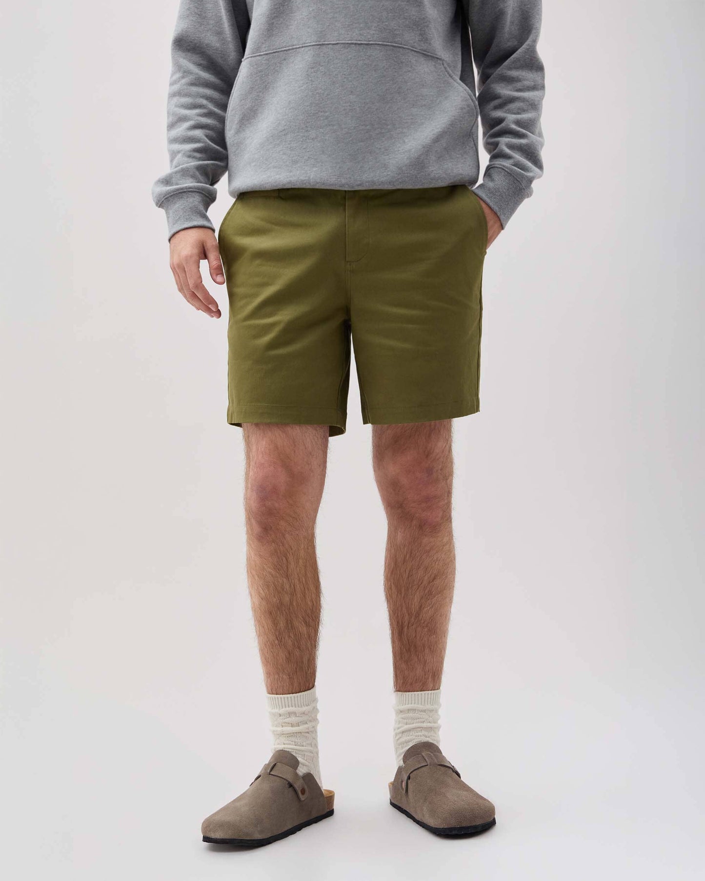 Mens Stretch Twill Short - Stretch Cotton Twill - Olive Army