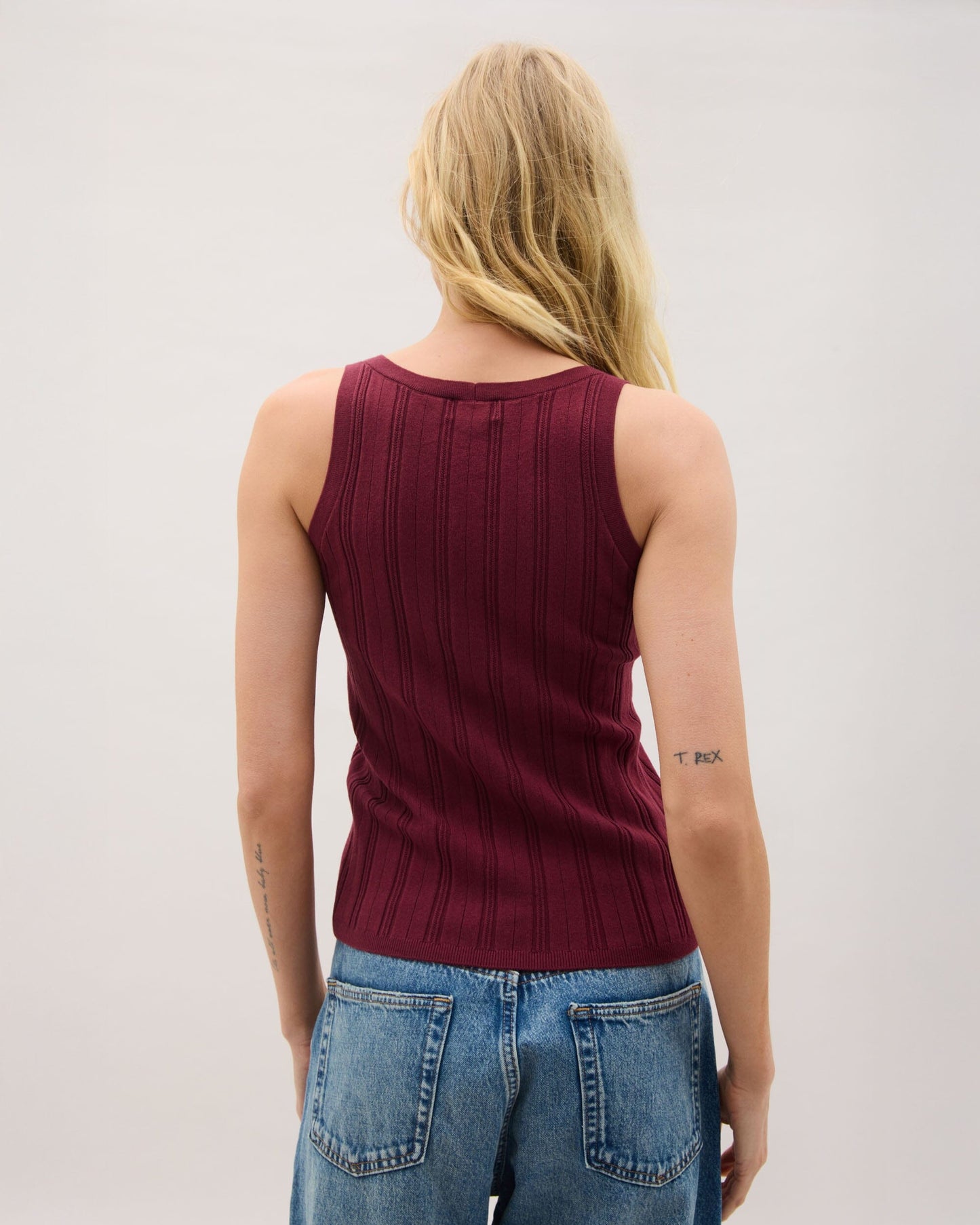 Womens Monica Tank - Cotton Sweater Knit - Burgundy