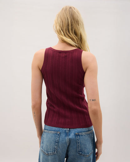 Womens Monica Tank - Cotton Sweater Knit - Burgundy