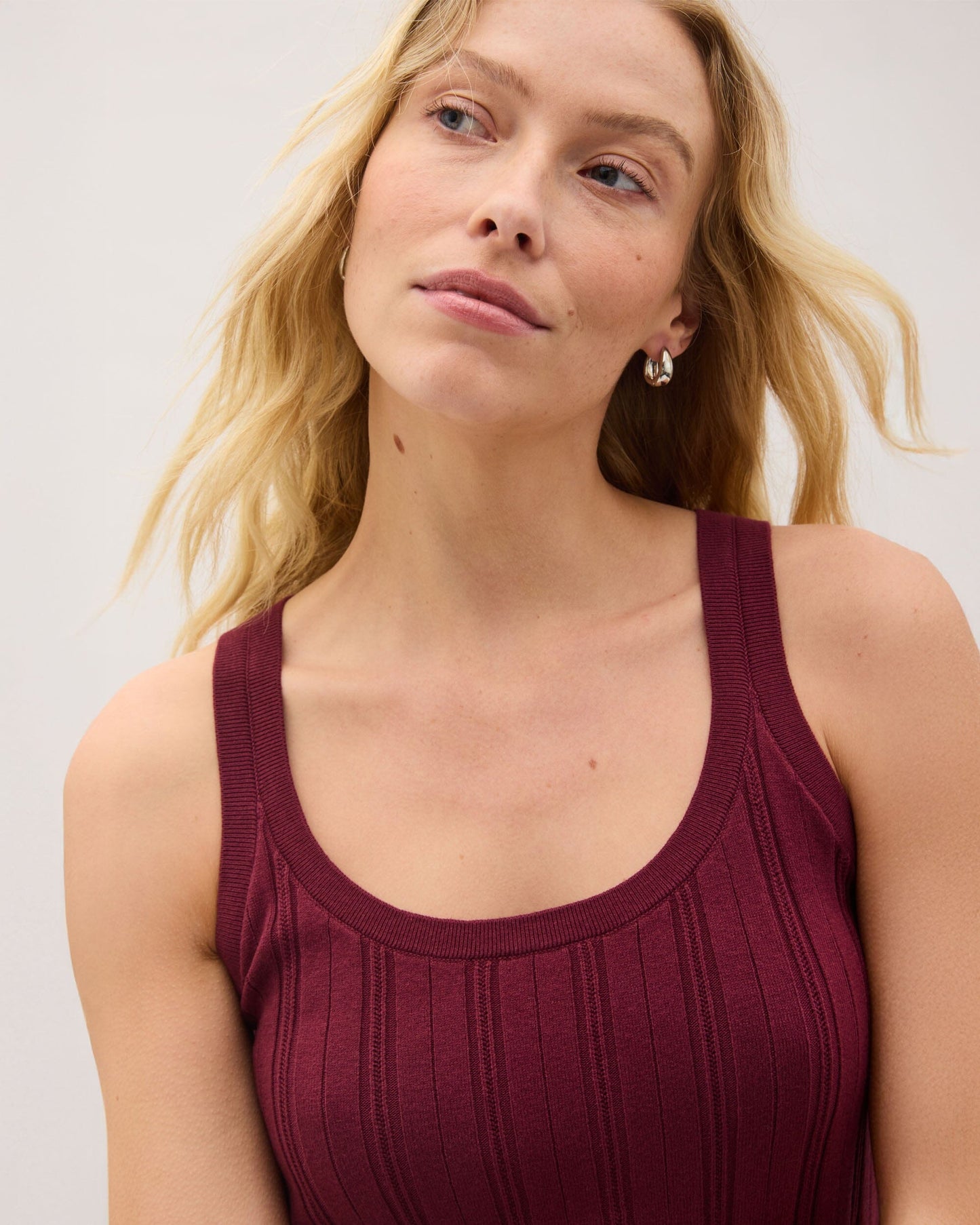 Womens Monica Tank - Cotton Sweater Knit - Burgundy